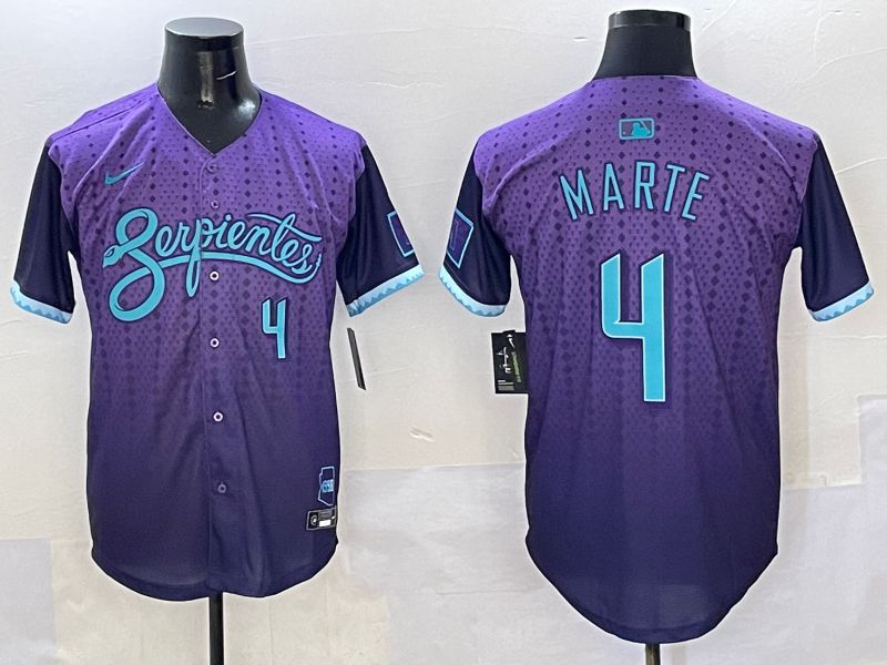 Men Arizona Diamondback #4 Marte Purple Joint Name 2025 Nike MLB Jersey style 4